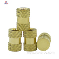 စိတ်ကြိုက်ပတ်လည်ပလပ်စတစ် M8Brass knurled ဦး ထုပ်အခွံမာသီး